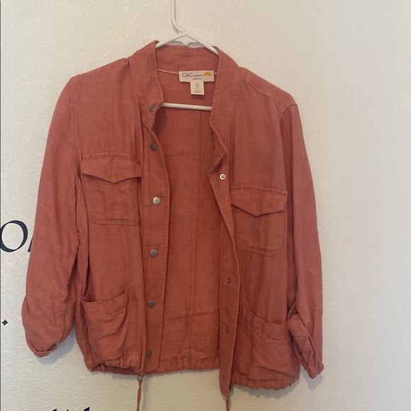 Rust Orange Linen Jacket - Picture 2 of 5